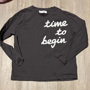 Zara Charcoal Long Sleeve Shirt with White Script